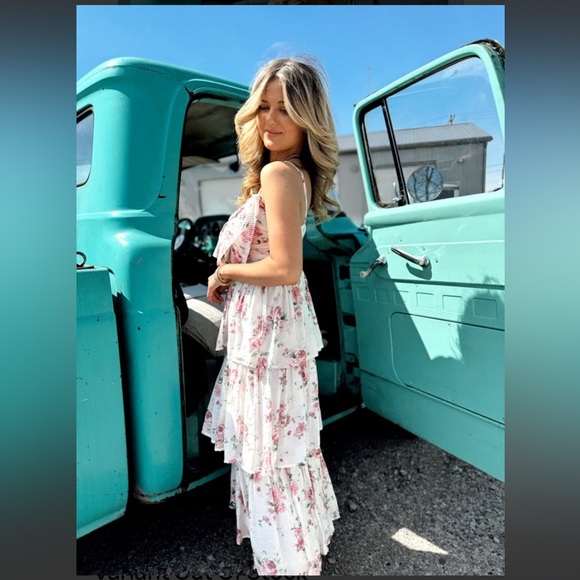 NWT By The River Charming Floral Midi Dress Bow Tiered Cottagecore Easter Deess - Picture 3 of 12